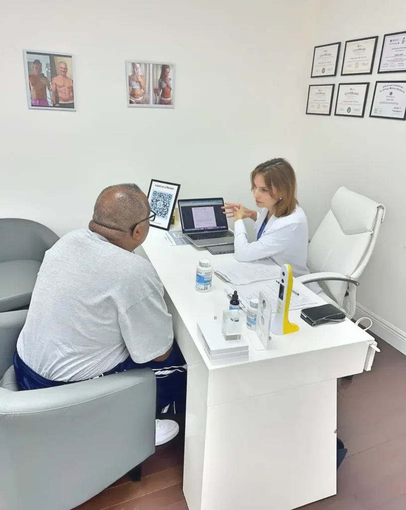 Patient reviewing natural alternatives to Ozempic in Hallandale Beach with a functional medicine physician